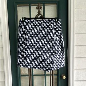 Loft Navy  and White Asymmetrical Mini A-Line Skirt for Casual Work size 8